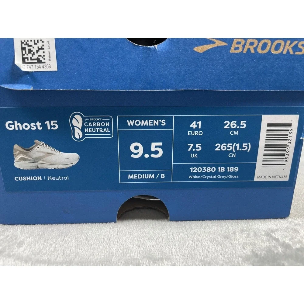 Brooks Ghost 15 Running Shoes Women's 9.5 White Cream Athletic Sneakers Mesh